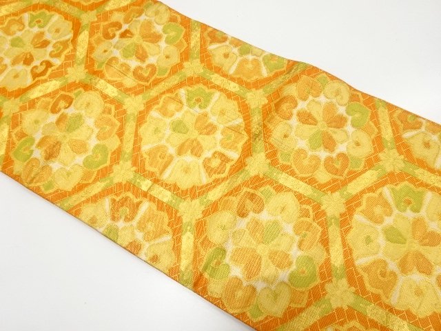 JAPANESE KIMONO / ANTIQUE SAGA NISHIKI / TORTOISE SHELL / FLOWER PATTE